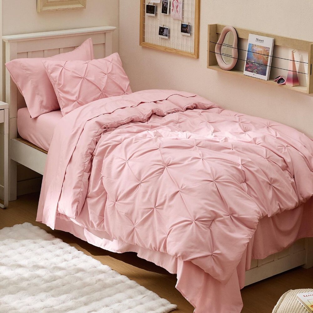 Twin XL Comforter Set - Dorm Room Essentials for Girls Extra Long Twin XL (Pink)